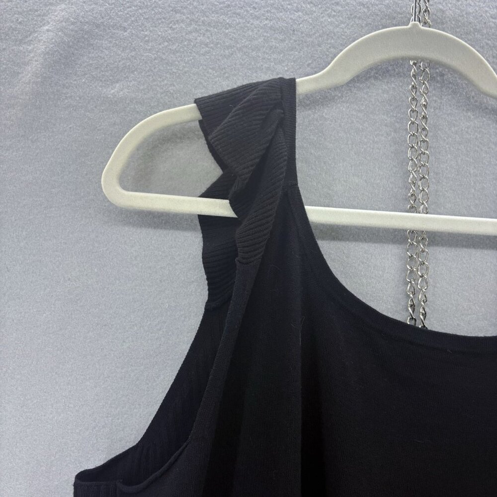 Lane Bryant Black Sweater Tank Top SZ 22/24 Ruffle Straps NWT Bohemian, Feminine - Picture 4 of 9